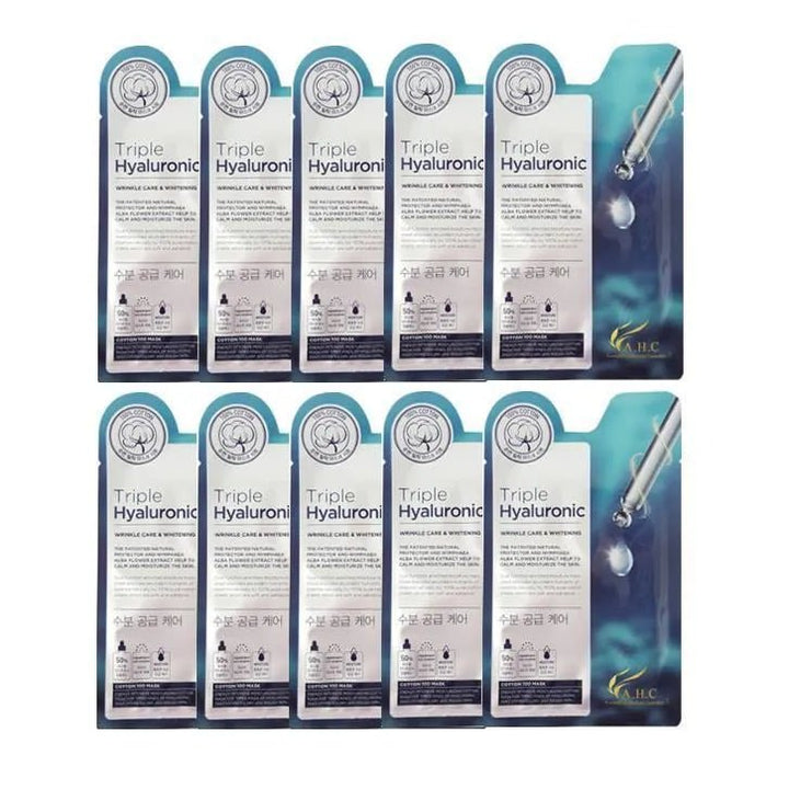 AHC Triple Hyaluronic 100% Pure Cotton MASK Sheet 25ml x 10ea - Sura